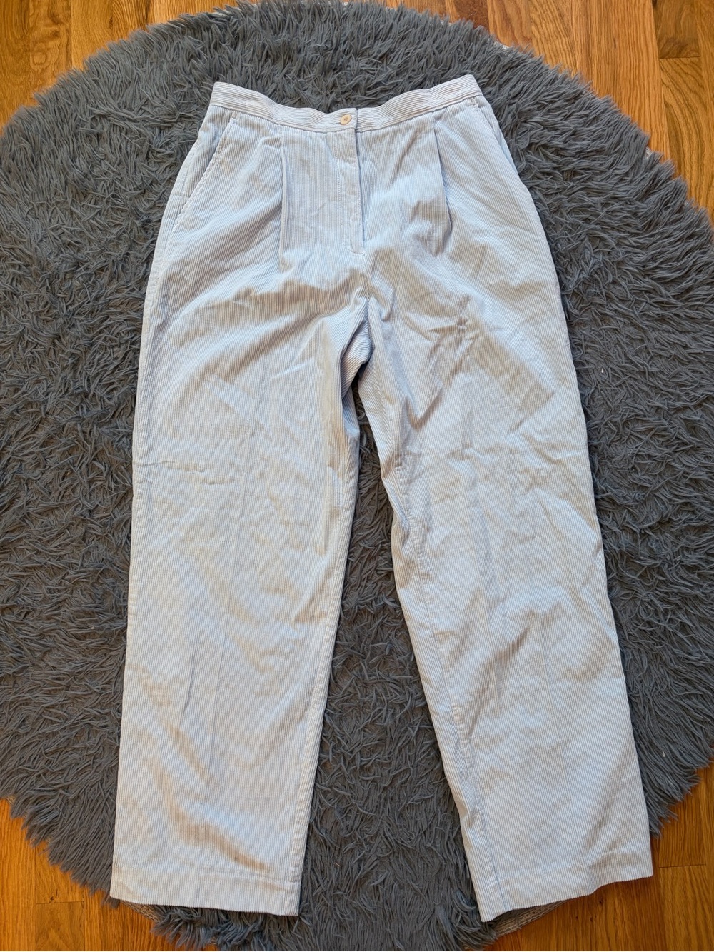 Liz Claiborne Light Blue Cotton Pleated Corduroy Pants Size 12 P